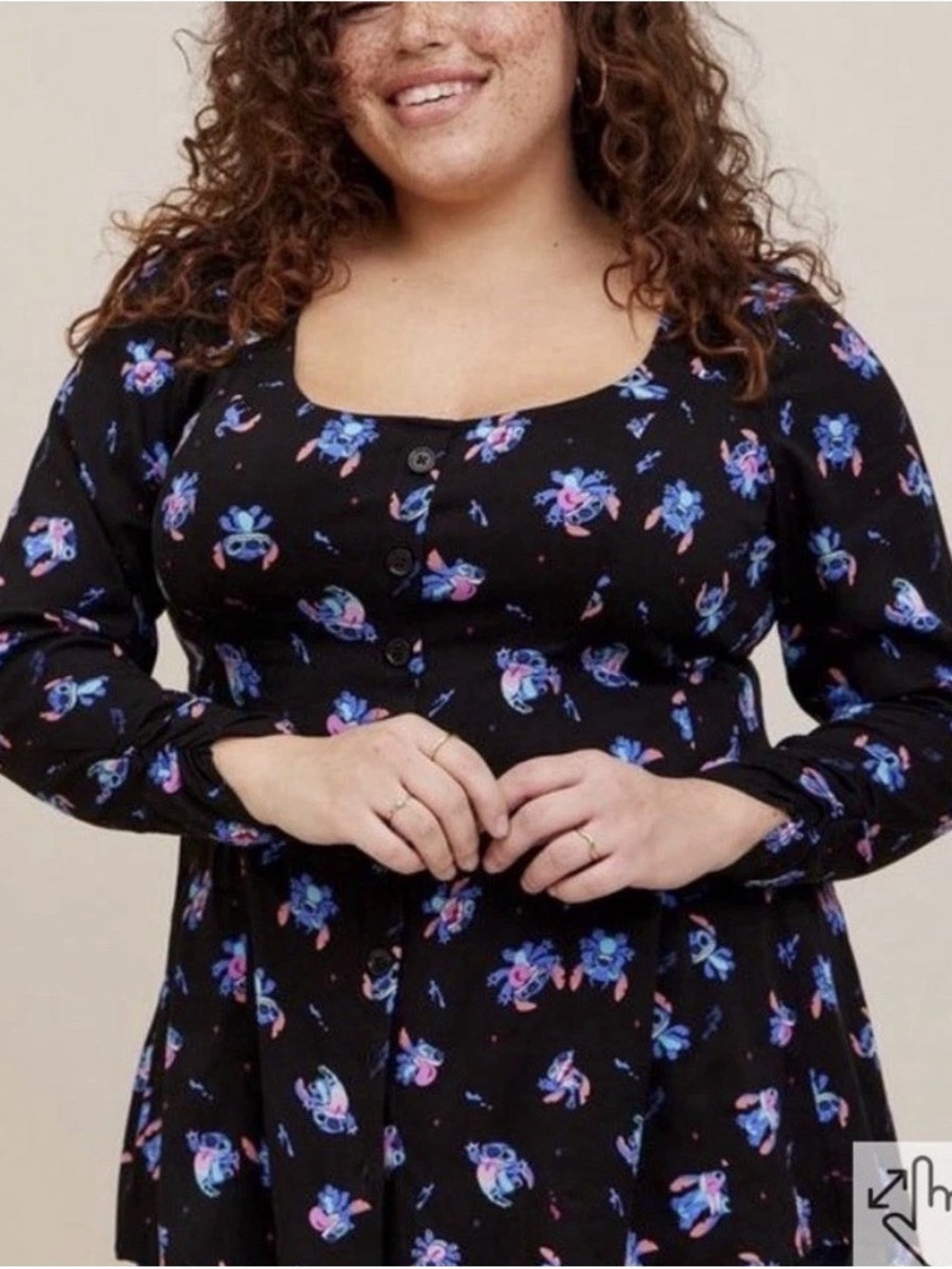Disney Lilo And Stitch Fit And Flare Challis Blouse Torrid Size 1